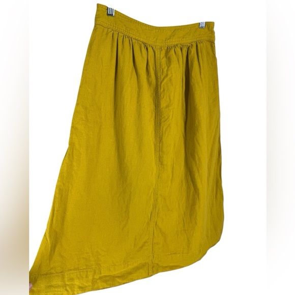 Madewell mustard Tie Palisade Button-Front Midi Skirt 2 XS S - Picture 6 of 9